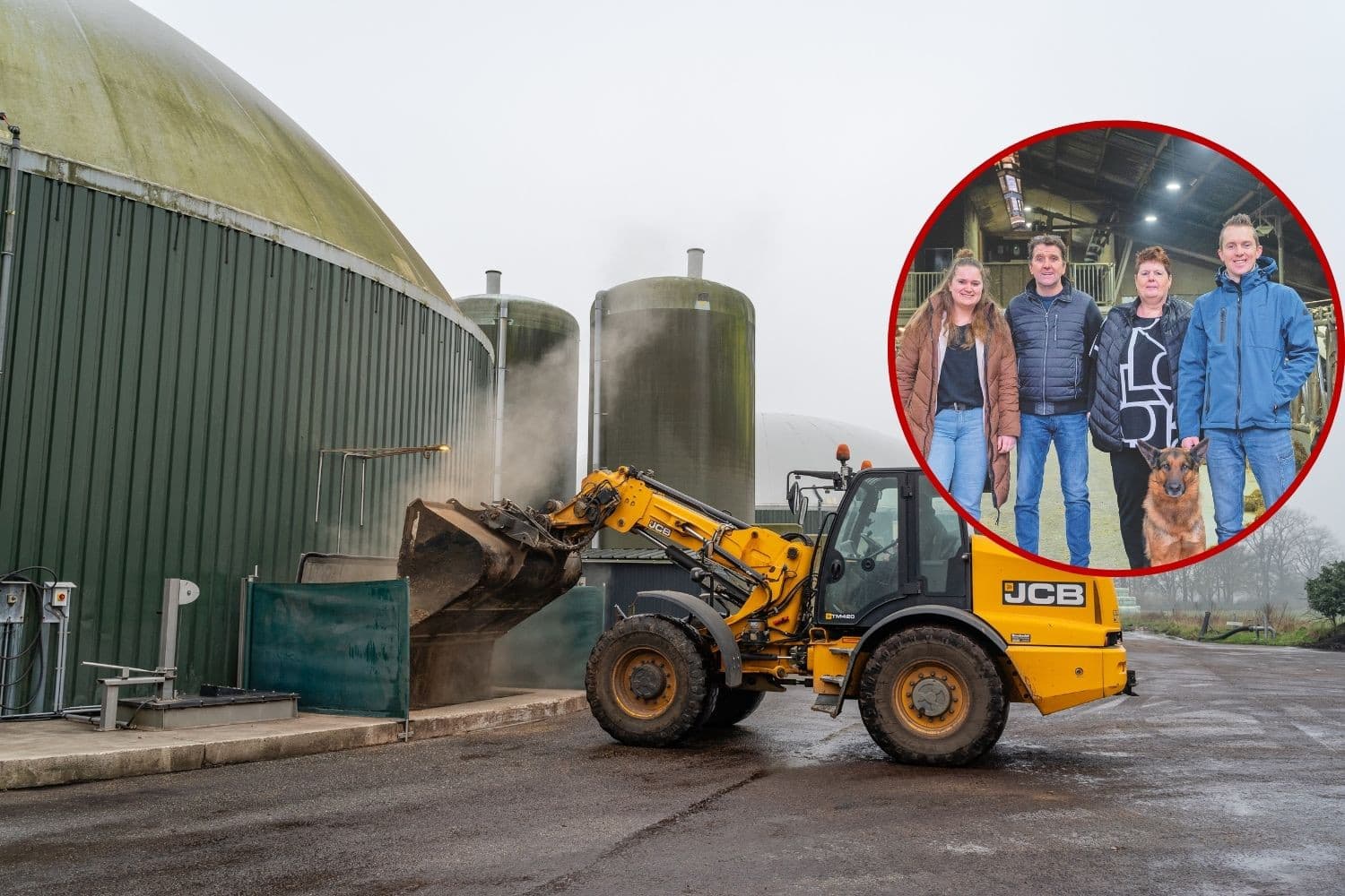 Het ‘voeren’ van de biogasinstallatie met graanresten uit ethanolfabrieken. Familie Hilbrands gaat de biogasser aanpassen voor de productie van groen gas, waarvoor ze jaarlijks 36.000 ton mest willen verwerken. Foto’s: Andrea van Schaik
