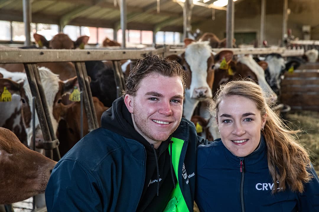 Bart (22) en Marije (25) Elderink houden samen met hun ouders een melkveebedrijf in De Lutte (Ov.).