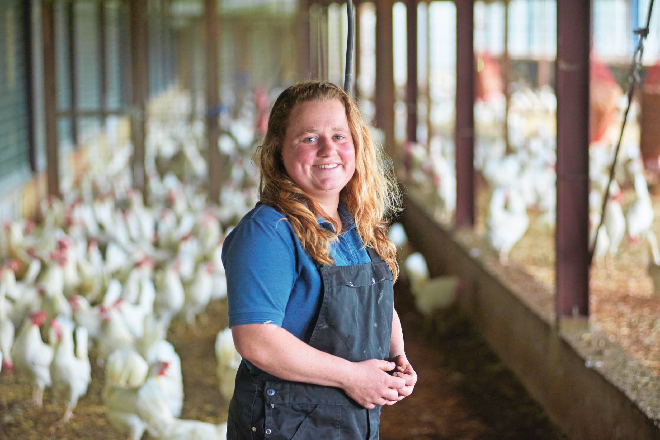 Femke van den Berg vormt met haar ouders een bv Ze melken in Landhorst (N.-Br.) 60 koeien en houden zo’n 40.000 leghennen. Foto’s: Van Assendelft Fotografie