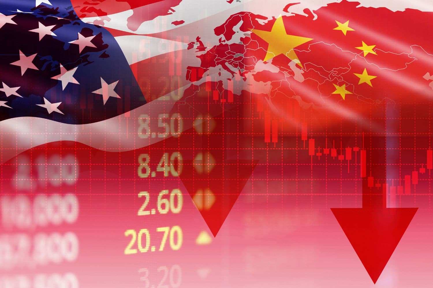 Columnist Roel Jongeneel schrijft dat de tarievenoorlog tussen de VS en China vooral Amerikaanse boeren schaadt, doordat hun export keldert en kosten stijgen. Foto: Canva