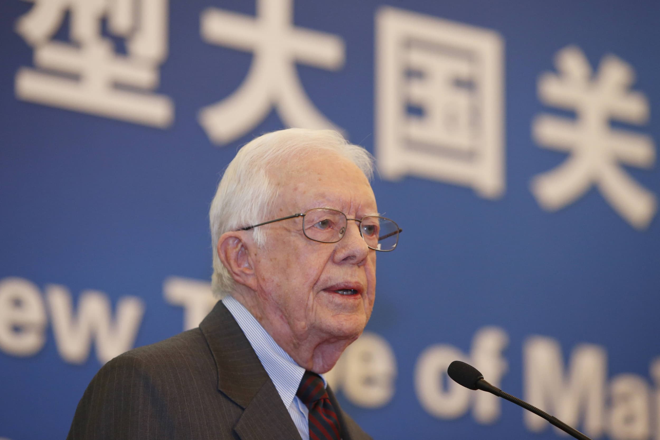 Oud-president Jimmy Carter overleed op 29 december. In september was hij nog aanwezig bij een forum over de betrekkingen tussen de VS en China in Beijing, Foto: Imago/ANP