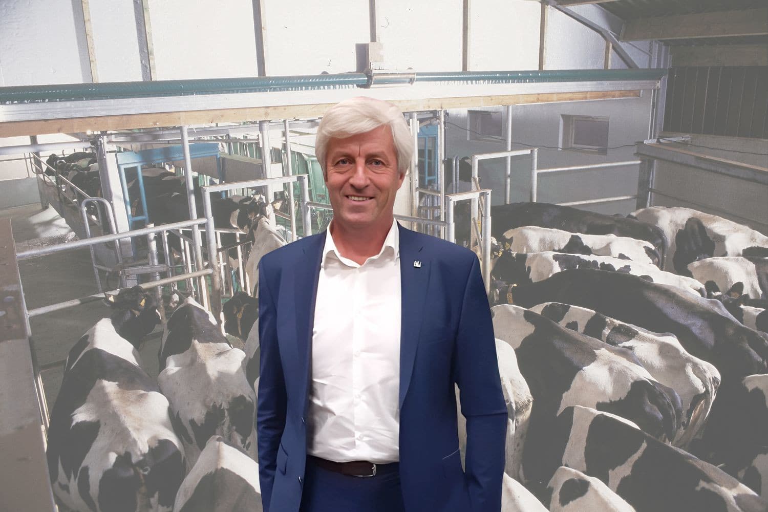 Hendrik Vandamme, voorzitter van het Algemeen Boerensyndicaat, uit bezorgdheid over de fusie van Milcobel met FrieslandCampina. Foto: ABS en Mark Pasveer, beeldbewerking