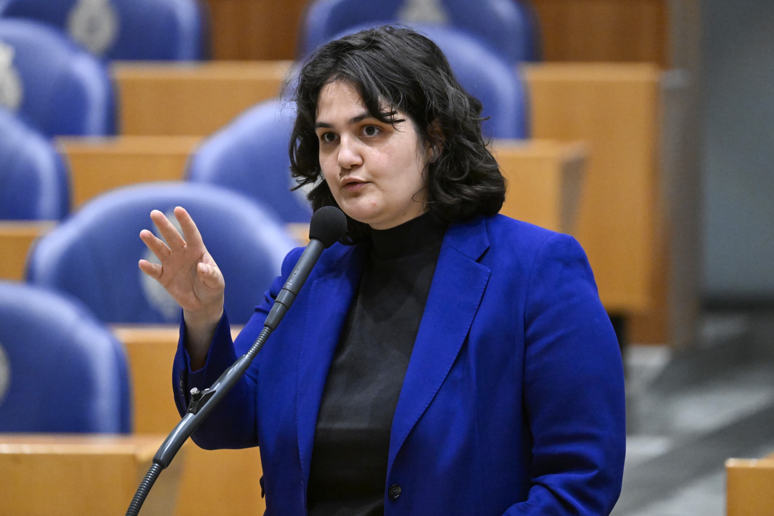Senna Maatoug van GroenLinks-PvdA tijdens een debat in de Tweede Kamer.  Foto: ANP