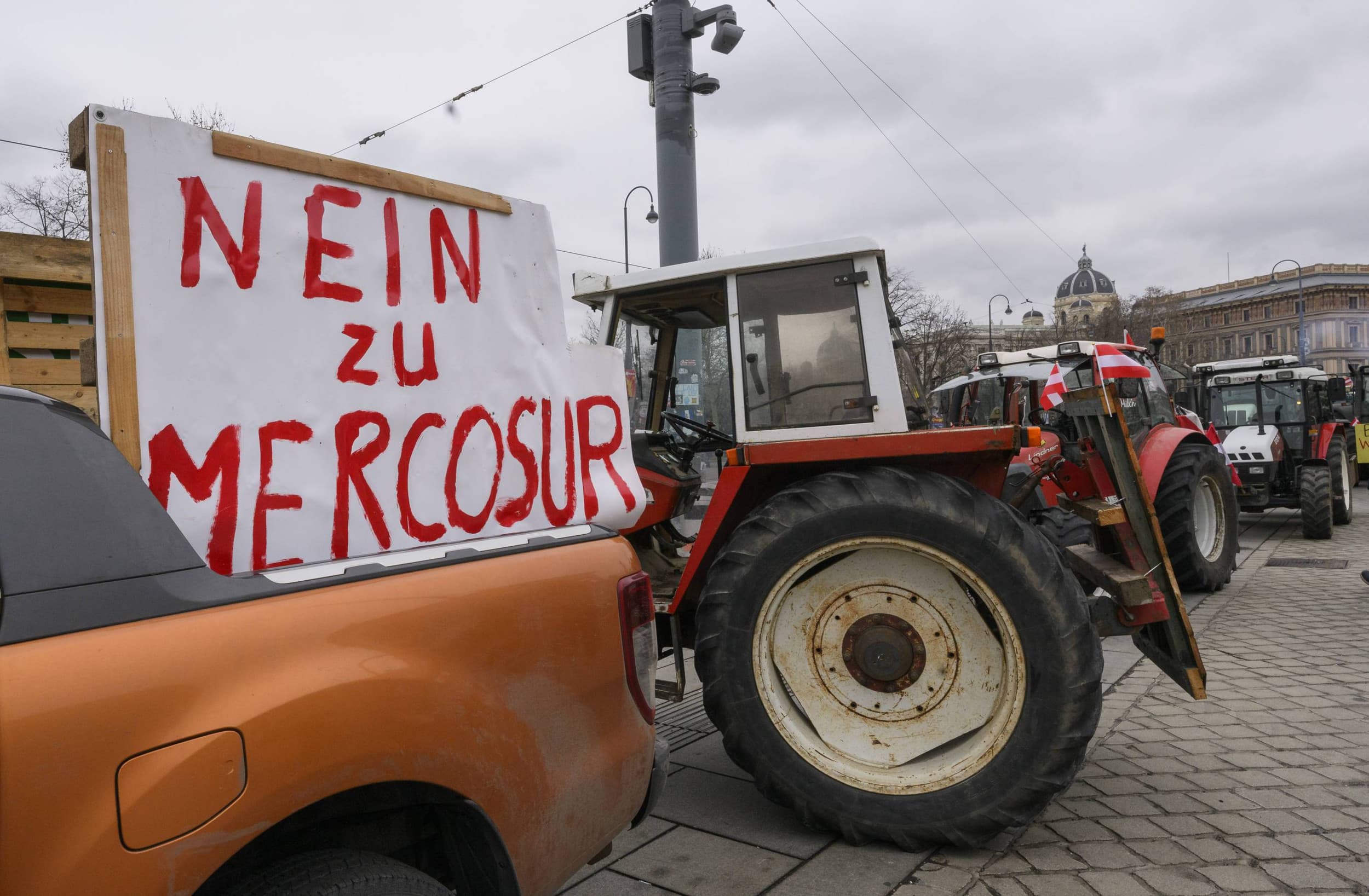 Boerenprotest in Wenen tegen het Europees landbouwbeleid op 16 januari. Foto: ANP