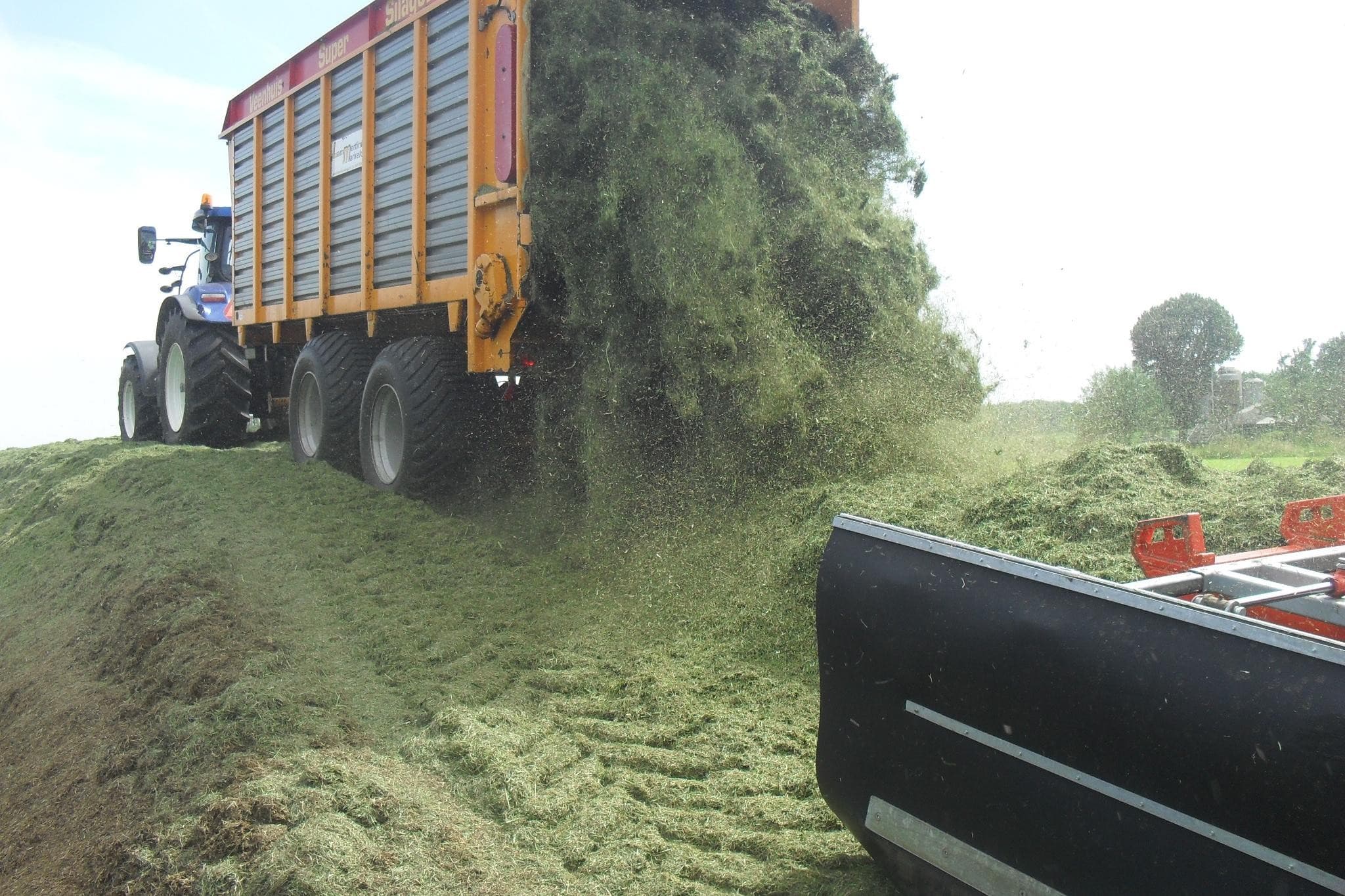 Lossen van een vracht gras in de zomer. De vroege zomerkuilen blijken na analyse weinig eiwit te bevatten. - Foto: Boerderij