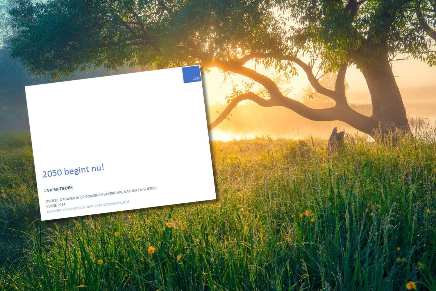 Het ministerie begon na de val van het kabinet in juli 2023 met het schrijven van het LNV-witboek 2050, waarbij de nieuwe minister Wiersma benadrukt dat ze spreekt van doorontwikkeling van de landbouw, niet van transitie. – Foto: Canva en LNV-witboek, beeldbewerking