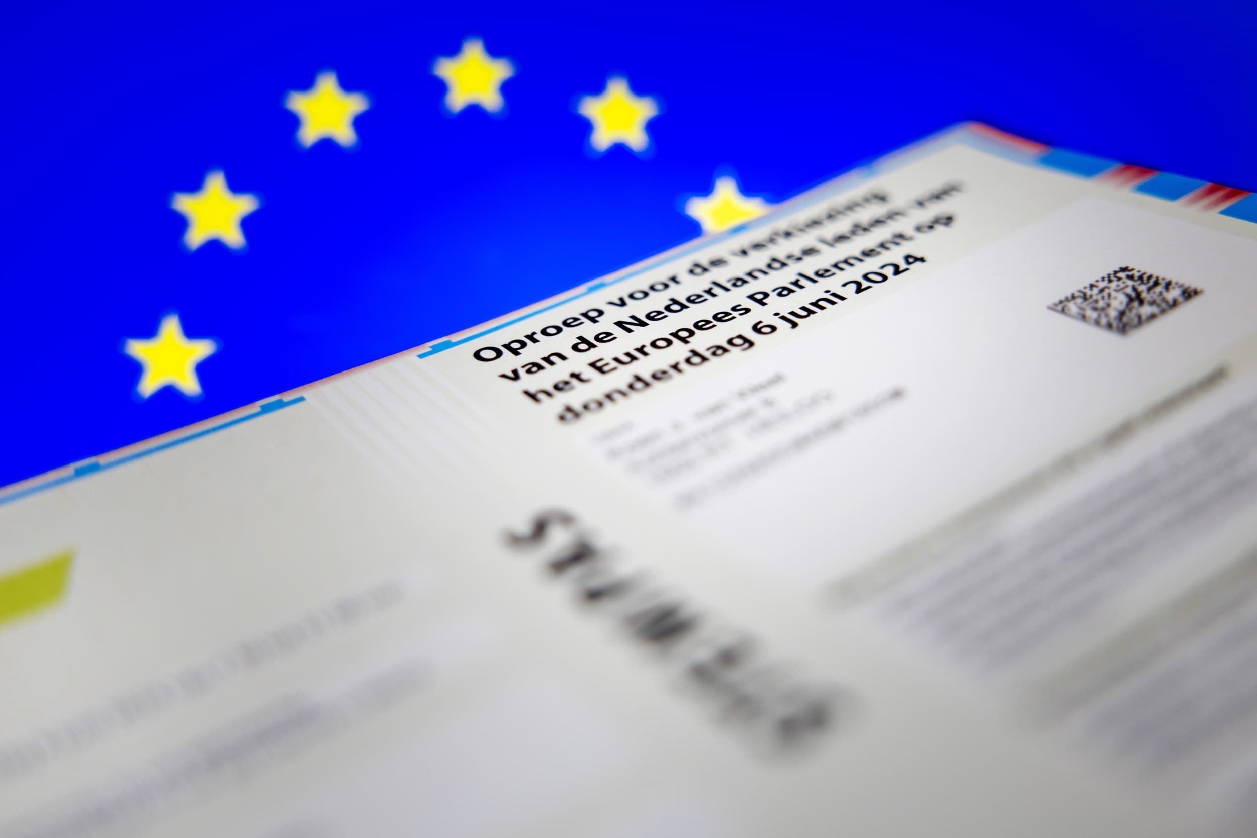 Een stempas voor de verkiezingen voor het Europees Parlement. Om de 5 jaar kiezen de inwoners van de Europese Unie de leden van het Europees Parlement. – Foto: ANP