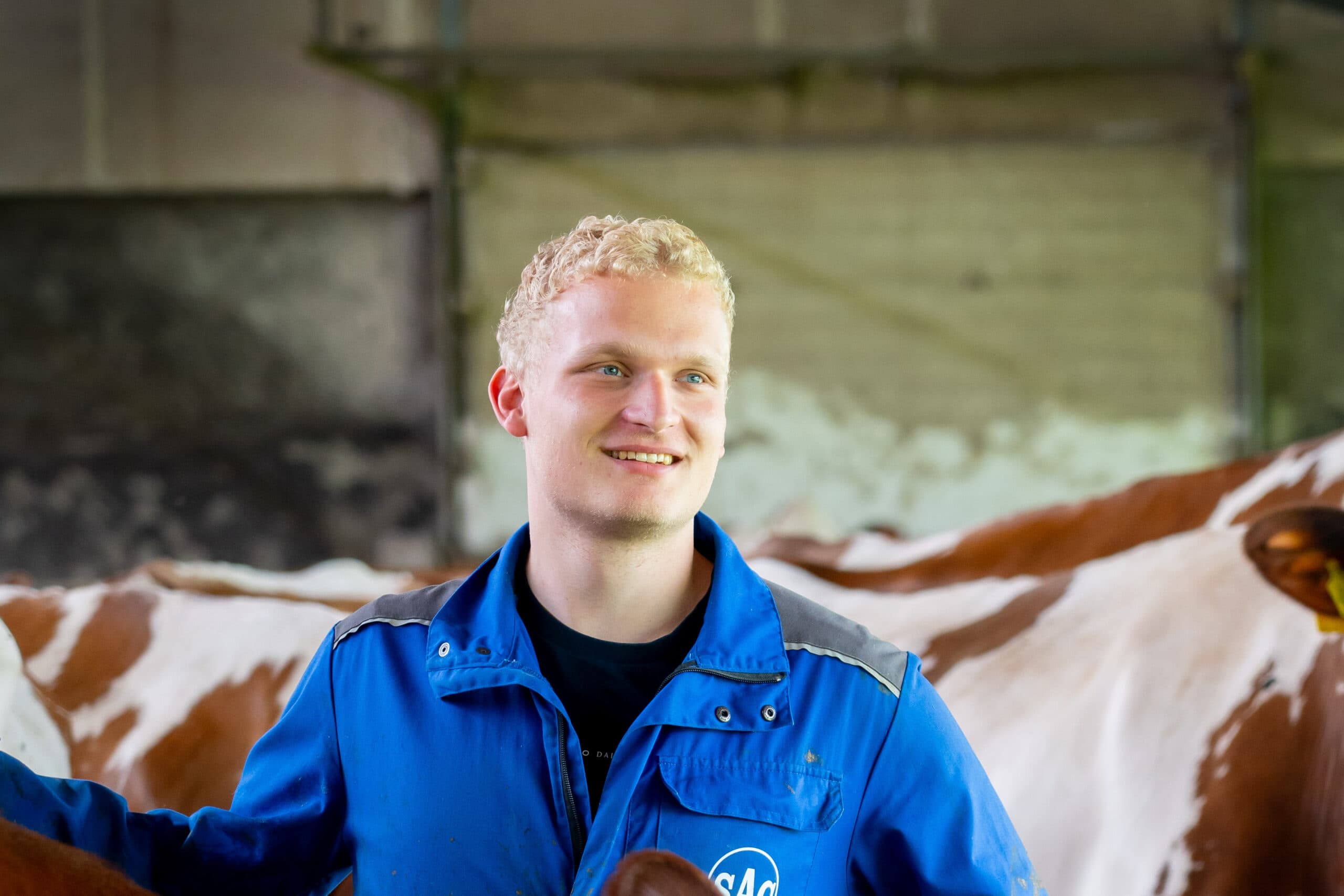 Luuk is een echte koeienman. Bezig zijn tussen de dieren, vindt hij het mooiste wat er is. – Foto’s: Jan Willem Schouten