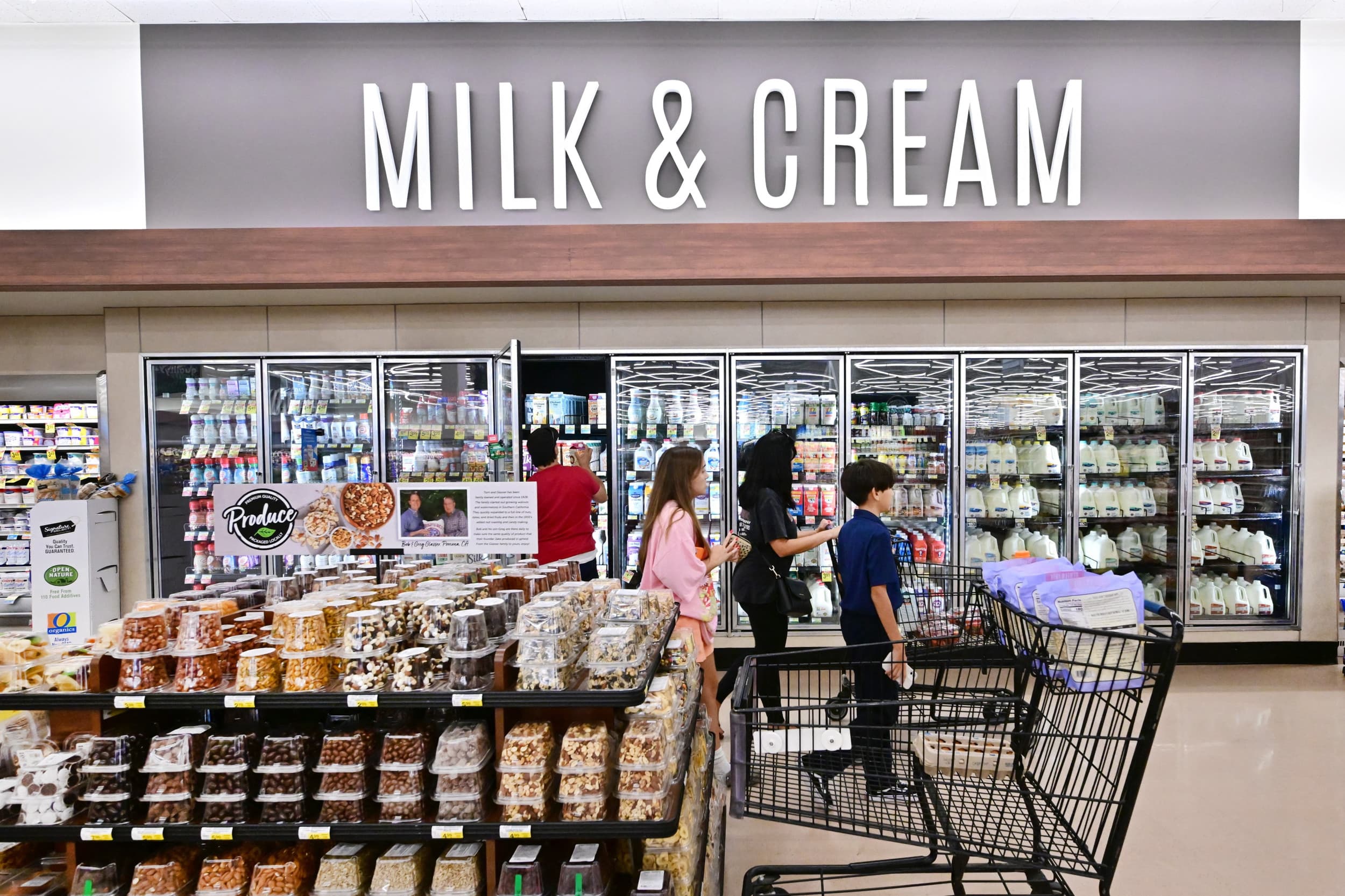 In zuivelproducten in Amerikaanse supermarkten werd geen levend vogelgriepvirus aangetroffen. – Foto: ANP/Frederic J. Brown