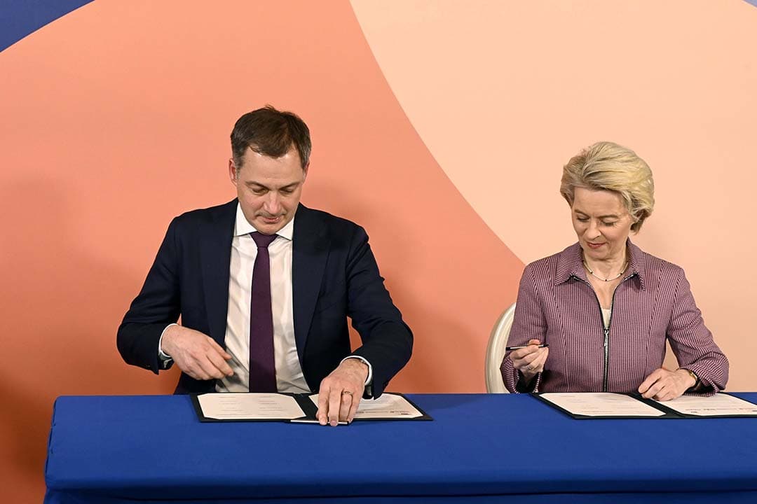 België is dit half jaar EU-voorzitter. Op de foto de Belgische premier Alexander de Croo en de voorzitter van de Europese commissie Ursula von der Leyen. - Foto: ANP