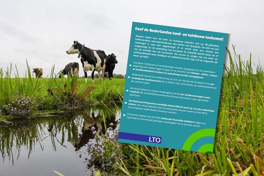 LTO Manifest met het 5-puntenplan. - Foto: Herbert Wiggerman, afbeelding: LTO Nederland