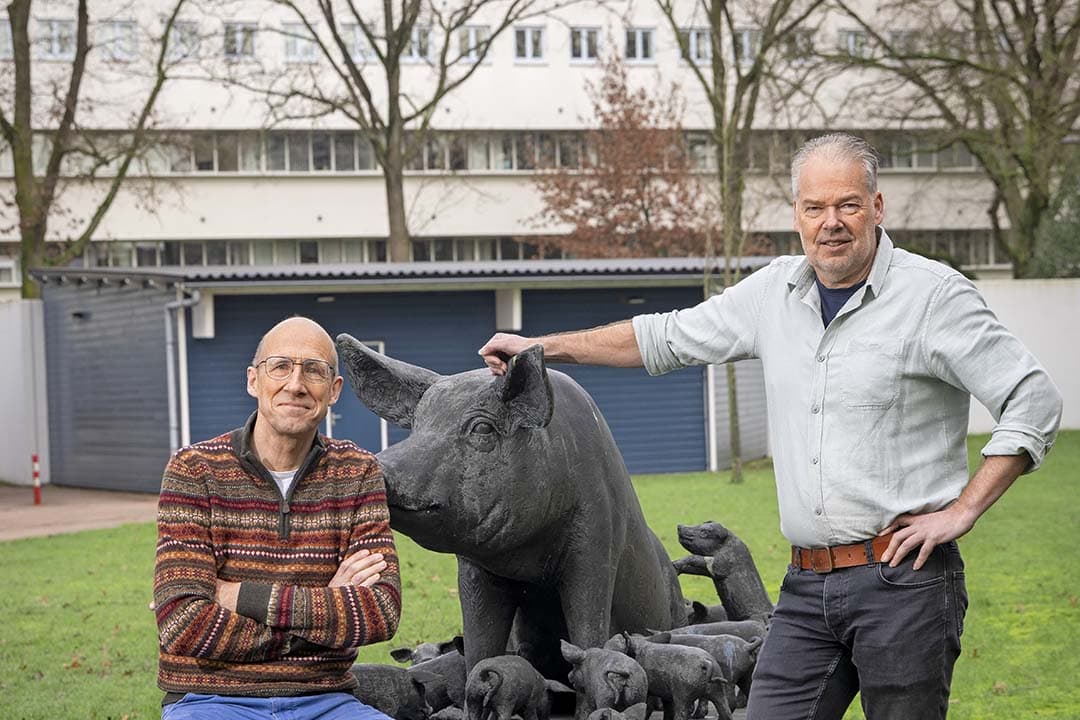 Herman Vermeer (62) en Marko Ruis (59) zijn welzijnsonderzoekers bij Wageningen Livestock Research. Beiden hebben kennis en/of zijn betrokken bij actuele thema’s zoals hokverrijking, lange staarten, daglicht en mens-dierinteracties. - Foto's: Koos Groenewold
