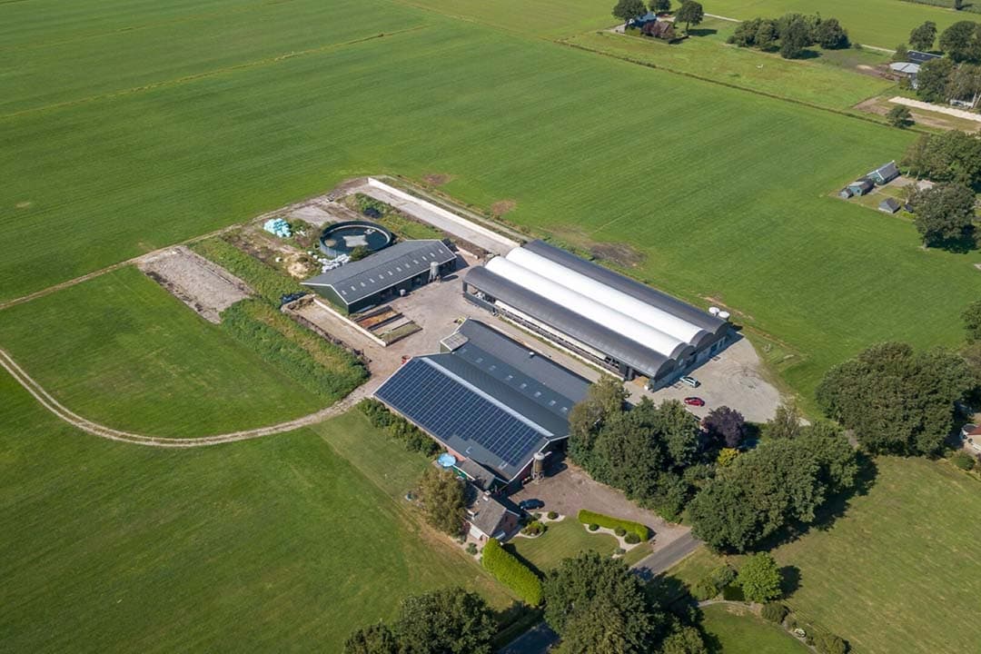 In het Overijsselse Balkbrug staat een veebedrijf met onherroepelijke NB-vergunning voor 140 melkkoeien en 100 stuks jongvee te koop. De vraagprijs is € 5,1 miljoen voor grond (42 hectare) en gebouwen. - Foto: Jeroen Boessenkool