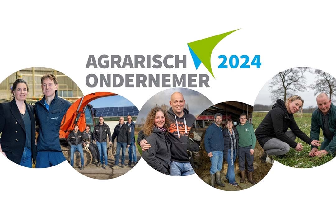 De 5 genomineerden voor titel Agrarisch Ondernemer van het Jaar 2024. - Foto's: Jan Willem Schouten, Koos Groenewold, Mark Pasveer en Peter Roek