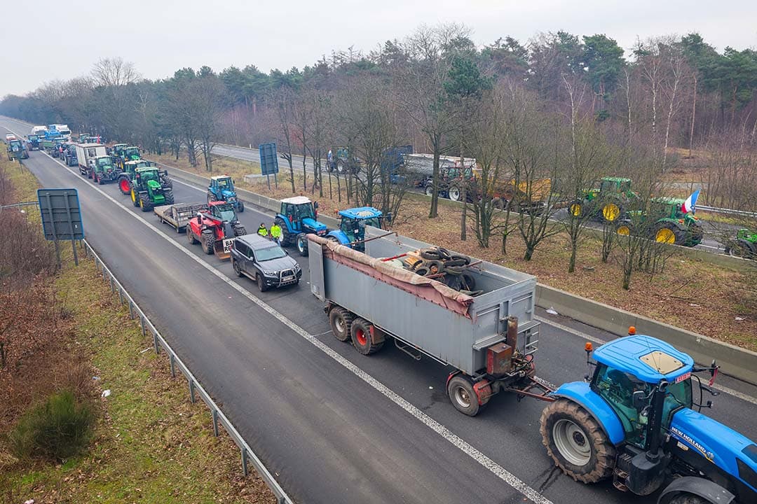 Boeren protesten op de Belgische grens. - Foto: Bert Jansen