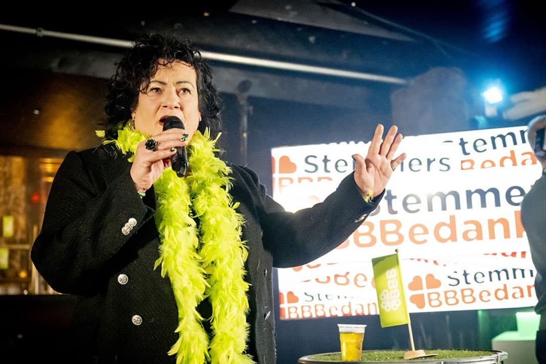 BBB-leider Caroline van der Plas tijdens de uitslagenavond van BBB voor de Tweede Kamerverkiezingen. - Foto: ANP/ ROBIN UTRECHT