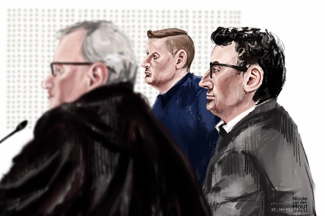 Rechtbanktekening van de eigenaren van ChickFriend. -Foto: ANP/ NICOLE VAN DEN HOUT