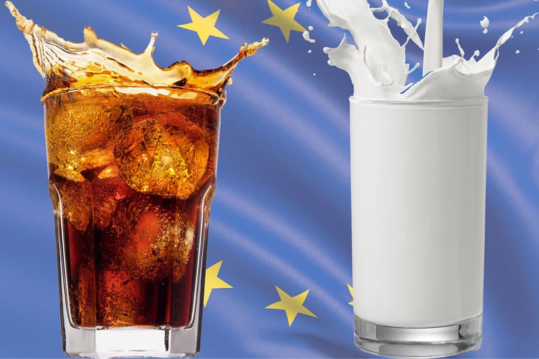 Cola en melk: Een verhaal van contrasten, concurrentie en verborgen prijsverschillen binnen de EU. - Foto: Canva, bewerking