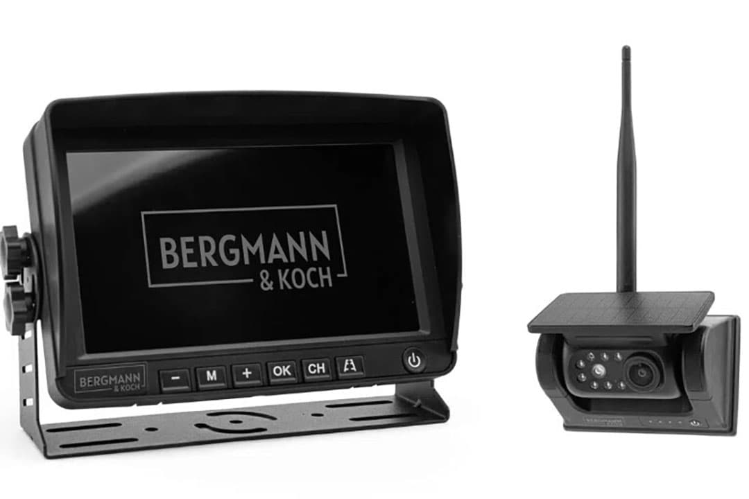 Op de camera en het beeldscherm van fabrikant Bergmann & Koch zit vijf jaar garantie. Het draadloze camerasysteem is verkrijgbaar voor € 399. - Foto: Bergmann & Koch