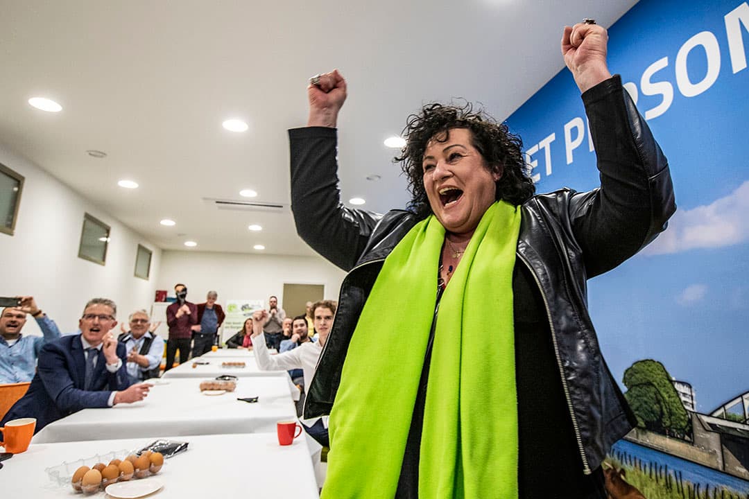 Caroline van der Plas (BBB) bij de uitslag van de Tweede Kamerverkiezingen in 2021. Voor de Eerste Kamerverkiezingen die in maart gehouden worden, rekent zij op acht tot tien zetels. - Foto: Ronald Hissink