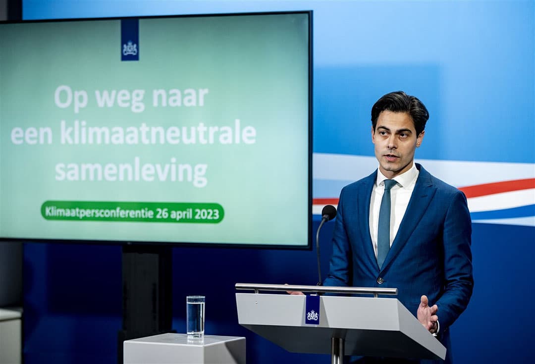 Rob Jetten, minister voor Klimaat en Energie, geeft een persconferentie over de klimaatplannen.  - Foto: ANP