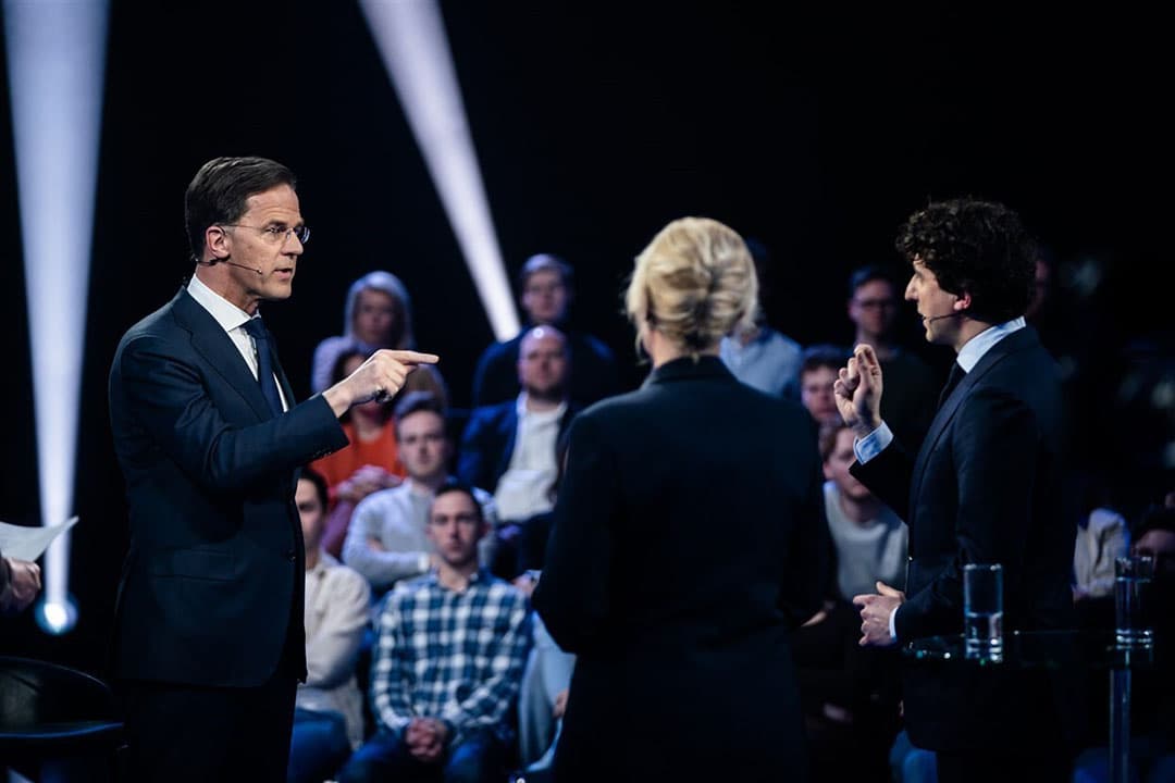 Mark Rutte (VVD) in debat met Jesse Klaver (GroenLinks)