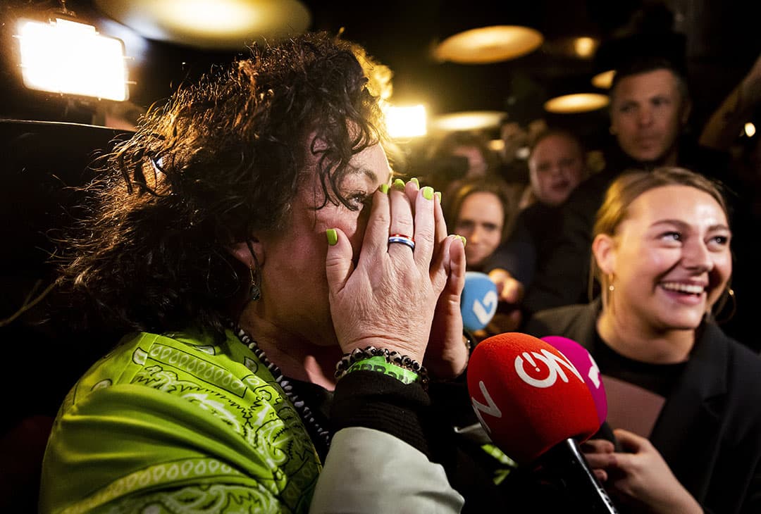 Caroline van der Plas kan de uitslag nauwelijks geloven. - Foto: ANP