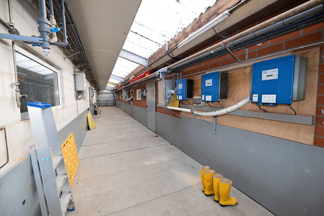 Links de biggenafdelingen, rechts de drie nieuwe afdelingen. Met de bouw en renovatie zitten de diergroepen logischer bij elkaar.