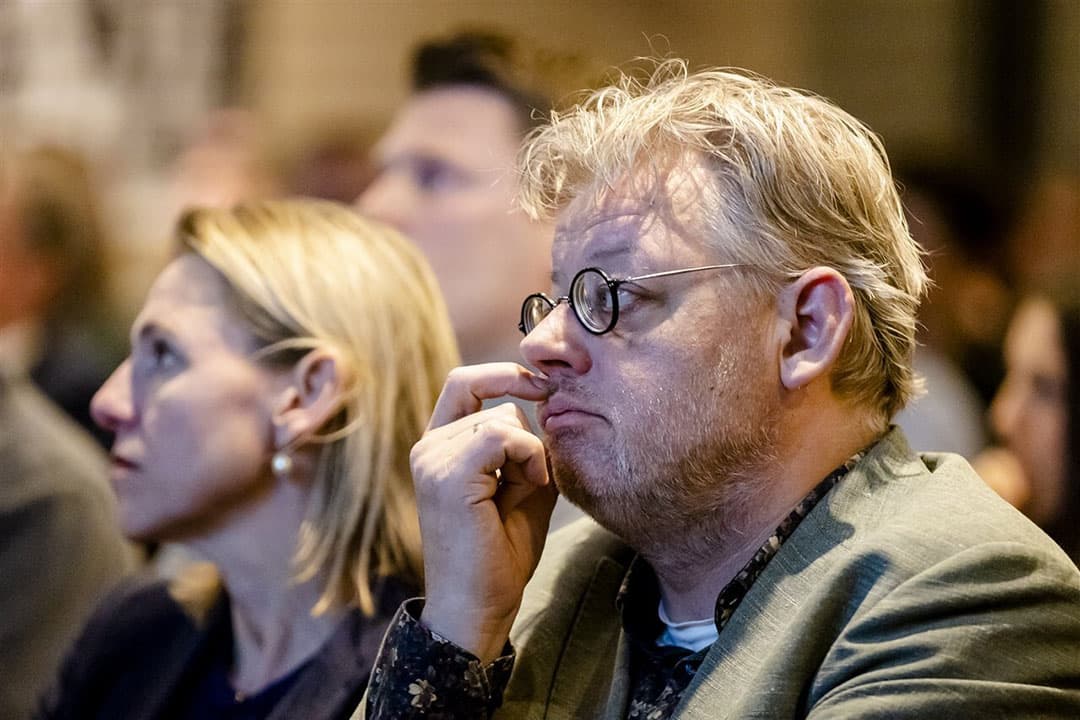 Gedeputeerde Utrecht Mirjam Sterk en gedeputeerde Gelderland Peter Drenth (r) tijdens een bijeenkomst van boerenorganisatie Agractie. - Foto: ANP