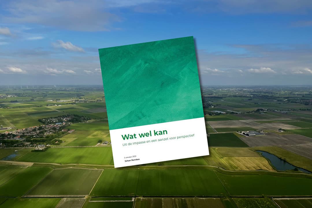 2.471 LTO-leden gaven hun mening over het stikstofrapport 'Wat wel kan' van gespreksleider Johan Remkes. - Foto: Martijn ter Horst en cover rapport 'Wat wel kan', bewerking Misset