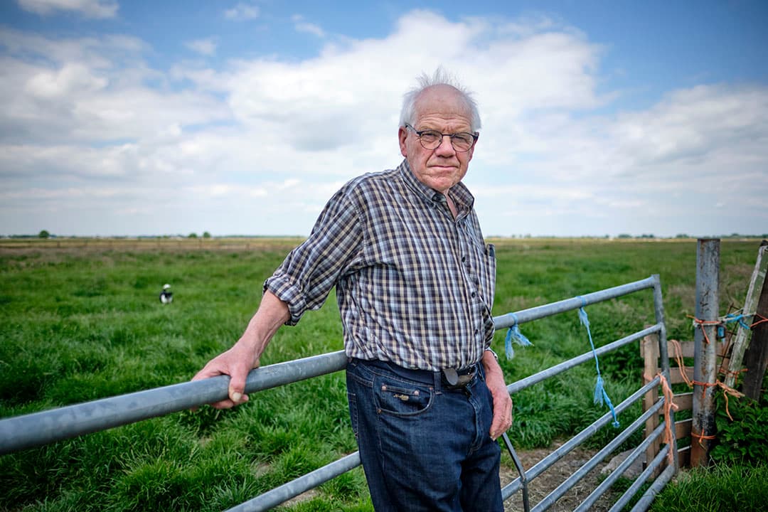 Wim Ooms (75) woont in Lekkerkerk (Z.-H.). Hij fokt kalveren op en houdt schapen. Vier jaar geleden verloor hij plotseling zijn vrouw. - Foto: Fred Libochant