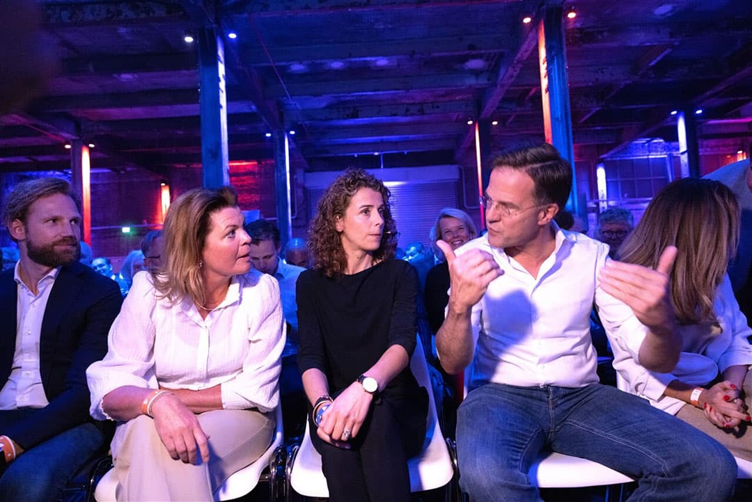 Het 153e partijcongres van de VVD. Op de foto v.l.n.r. Christianne van der Wal, Sophie Hermans, Mark Rutte. Foto: ANP/Hollandse Hoogte/Dirk Hol