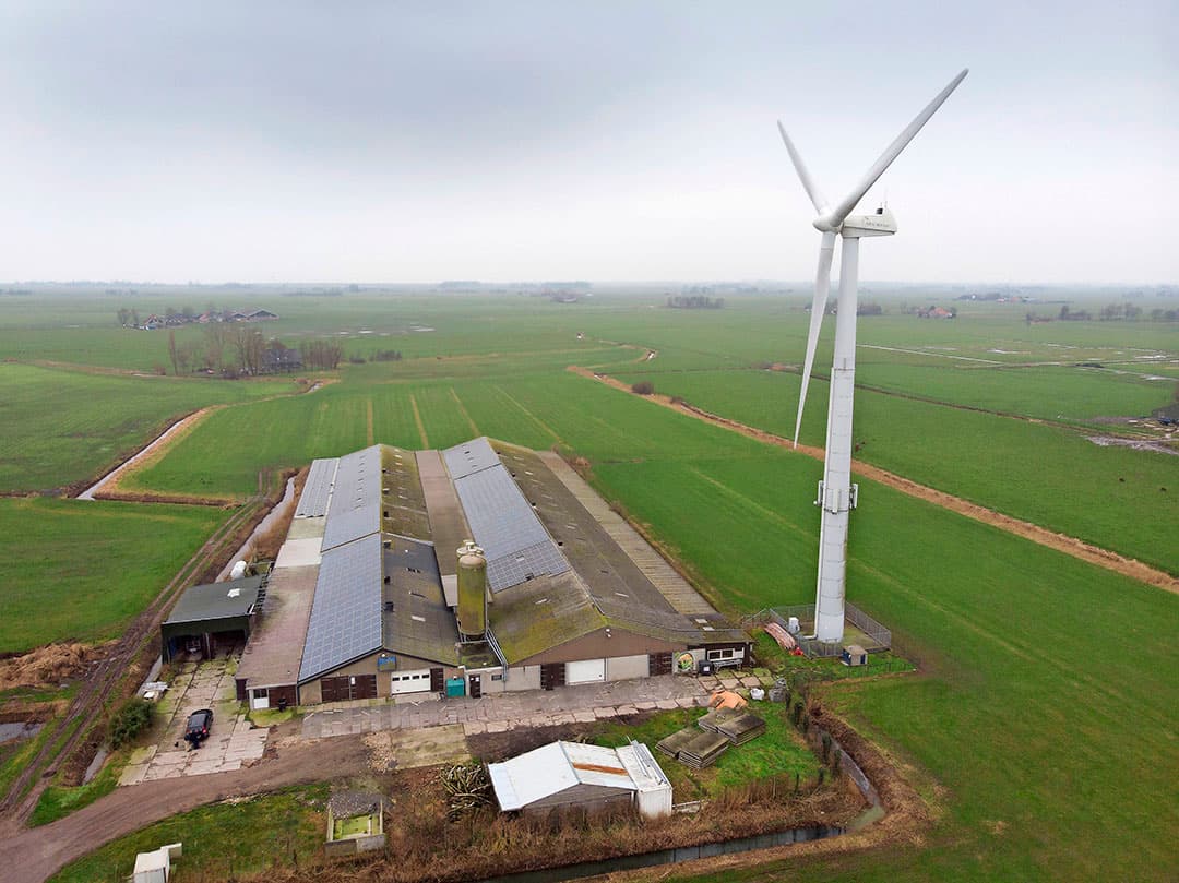 Zonnepanelen en windturbines bieden de landbouw mogelijkheden om duurzame energie te produceren. - Foto: Mark Pasveer