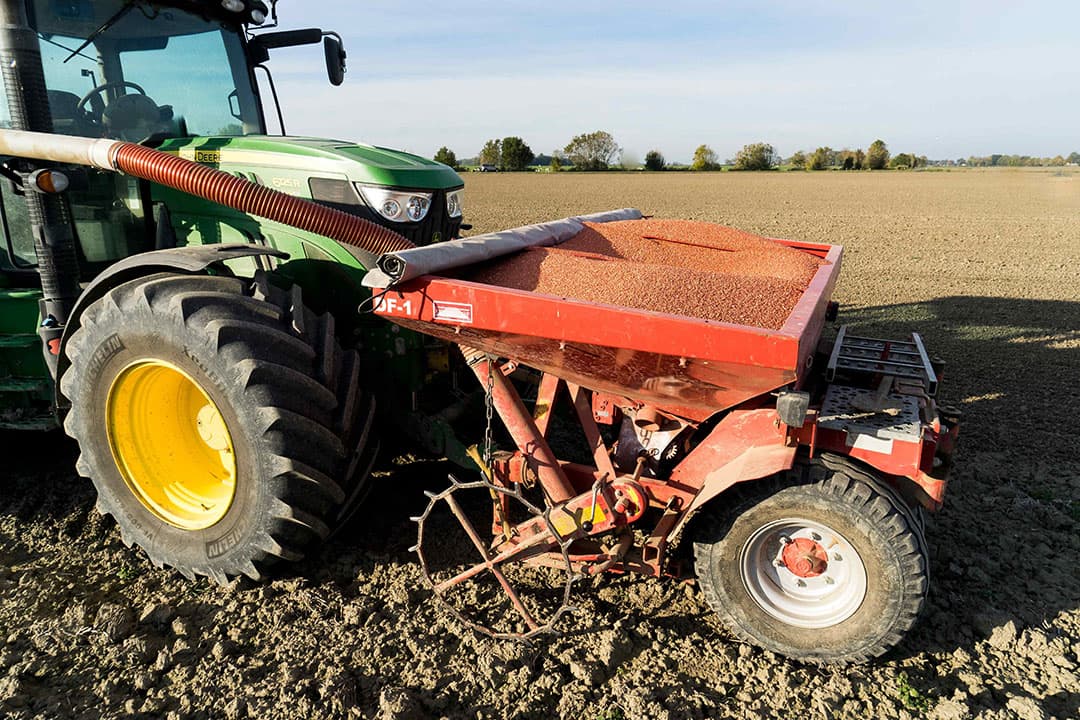Het zaaien van graan. Volgens het CBS bestond in 2021 iets meer dan 10% van het totaal tarwe-areaal (120.000 hectare) uit zomertarwe. - Foto: Jan Willem van Vliet