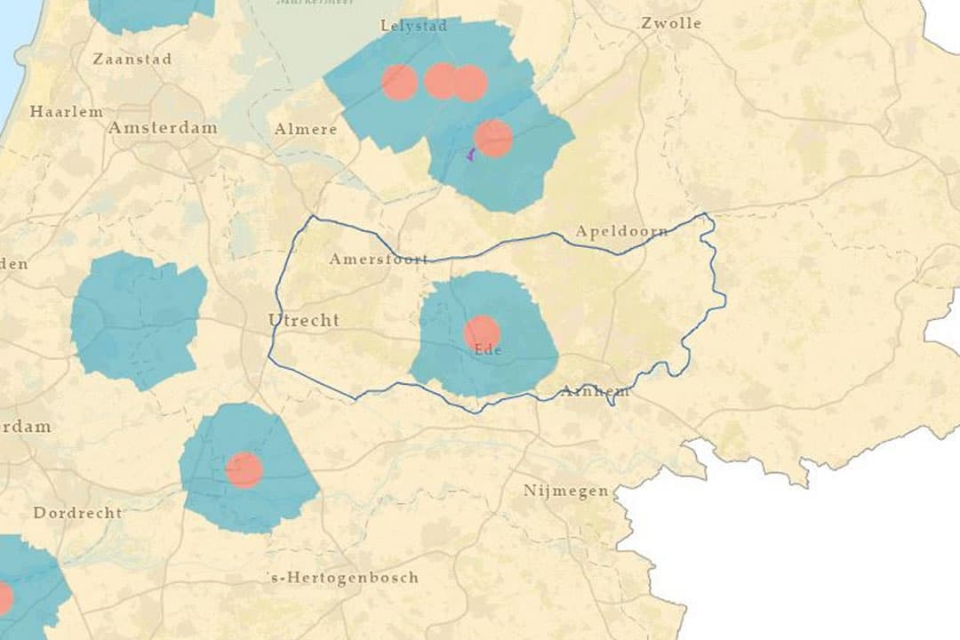 In de 10-kilometerzone rond Ede blijft het vervoersverbod van kracht. - Afbeelding: Dierziektenviewer.nl