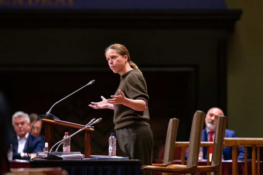 Minister Carola Schouten in debat met de Eerste Kamer over de landbouwbegroting op 21 december. - Foto: ANP