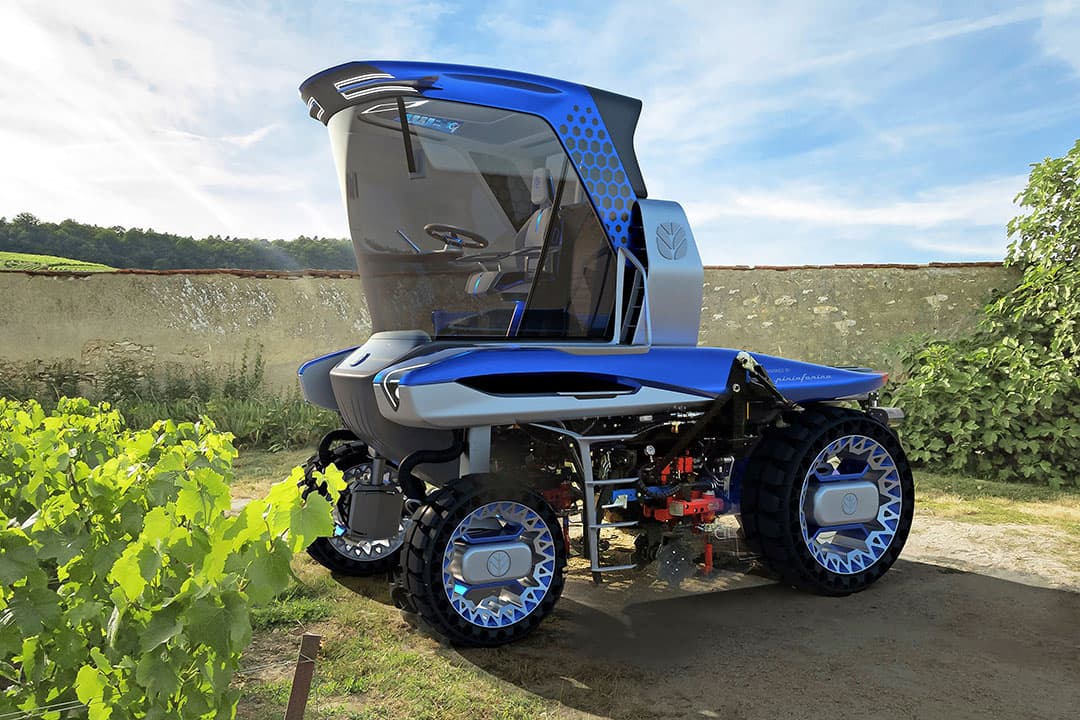 De straddle-trekker is geschikt voor klassieke, krappe wijngaarden waar nog veel werk handwerk is, doordat trekkers er niet in kunnen. - Foto's: New Holland