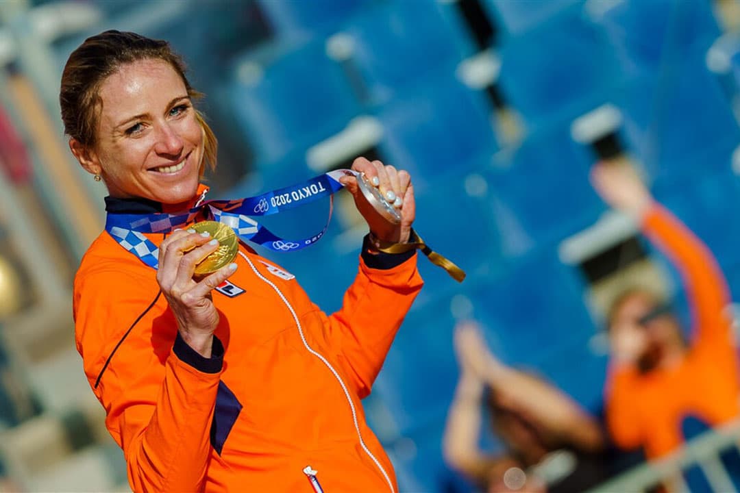 Wielrenster Annemiek van Vleuten tijdens de huldiging bij het Olympic Festival. - Foto: ANP
