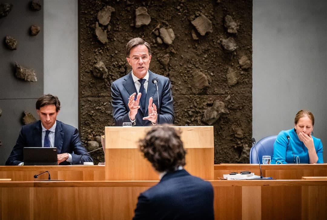 Demissionair premier Mark Rutte aan het woord tijdens de tweede dag van de Algemene Politieke Beschouwingen, het debat na de Troonrede op Prinsjesdag. Foto: ANP