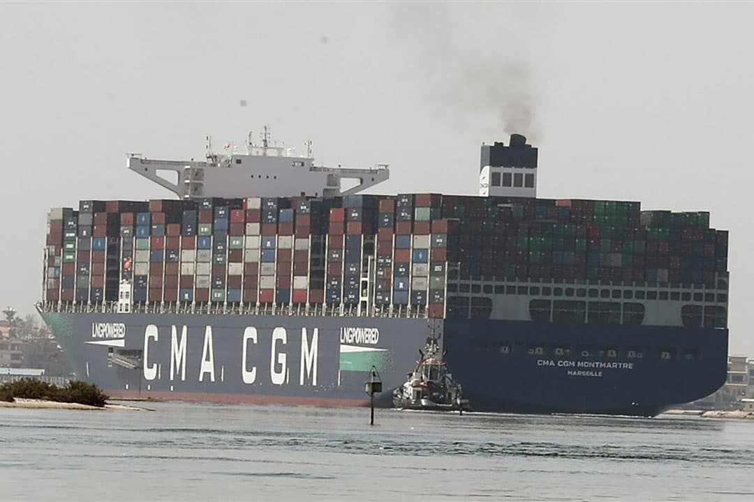 Schip in Suez-kanaal. - Foto: ANP