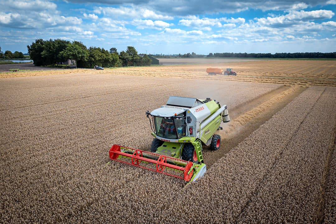 Graanoogst in Steenbergen (N.-B.). De oogst begon vorig jaar op de meeste plaatsen vroeg en verliep vlot. De graanpools betaalden hoger uit dan het vijfjarig gemiddelde. - Foto: Peter Roek