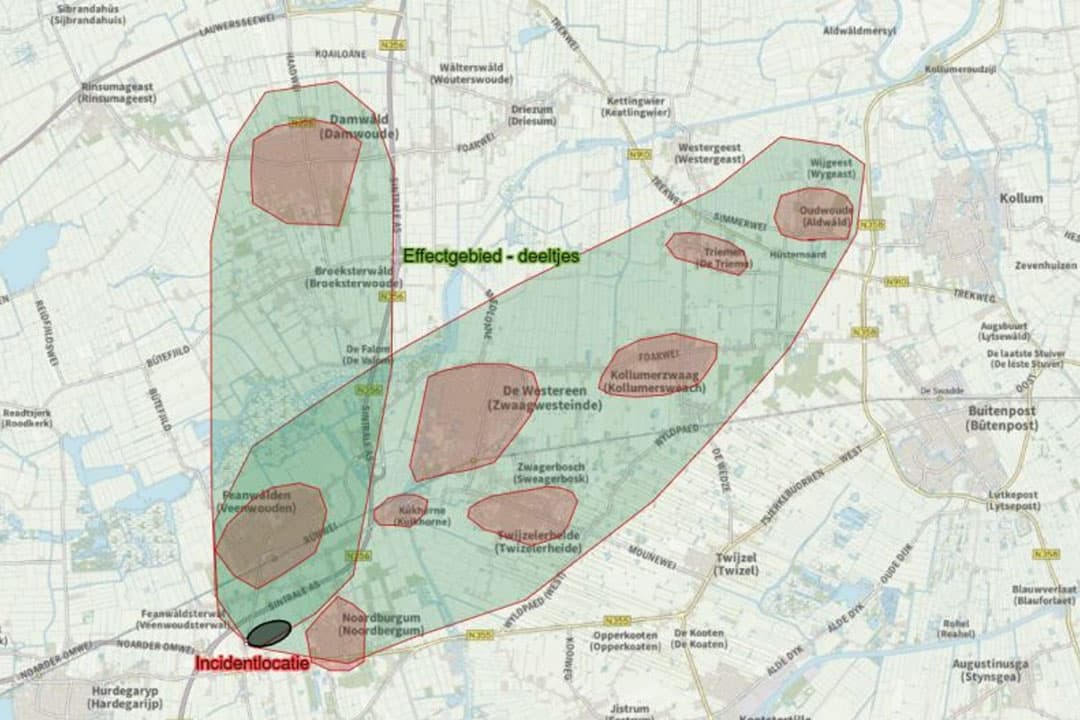 Detailkaart van het gebied waar scherven zijn gevonden. - Afbeelding: gemeente Tytsjerksteradiel