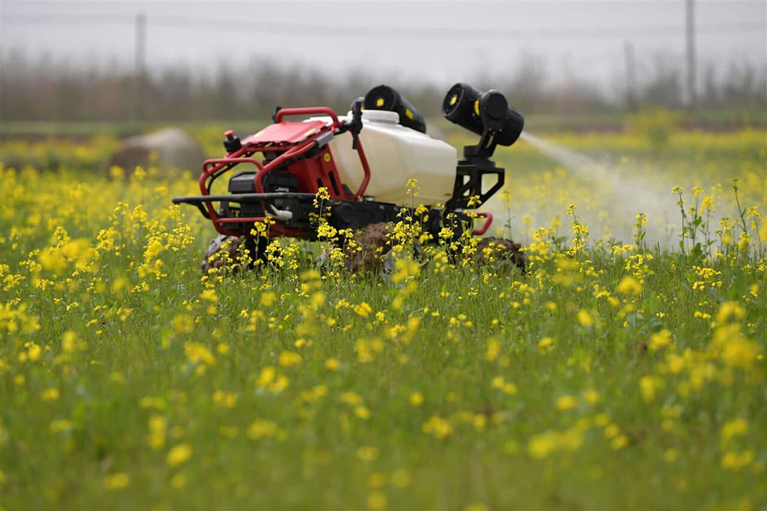 Een robot aan het werk in plaats van een veldspuit. - Foto: ANP