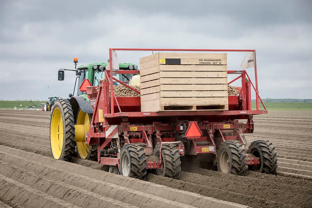 Bij Anselm Claassen, deelnemer aan de Nationale Proeftuin Precisielandbouw (NPPL), worden pootaardappelen variabel gepoot met behulp van een taakkaart. - Foto: Koos Groenewold