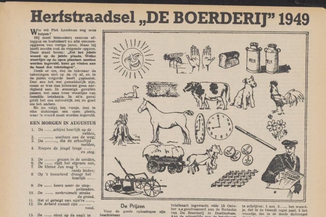 Het herfstraadsel dat in 1949 in Boerderij stond. - Foto: Margreet Welink