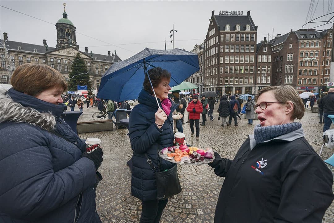 De boerenbrunch van Agractie vorig jaar op de Dam in Amsterdam. - Foto: ANP