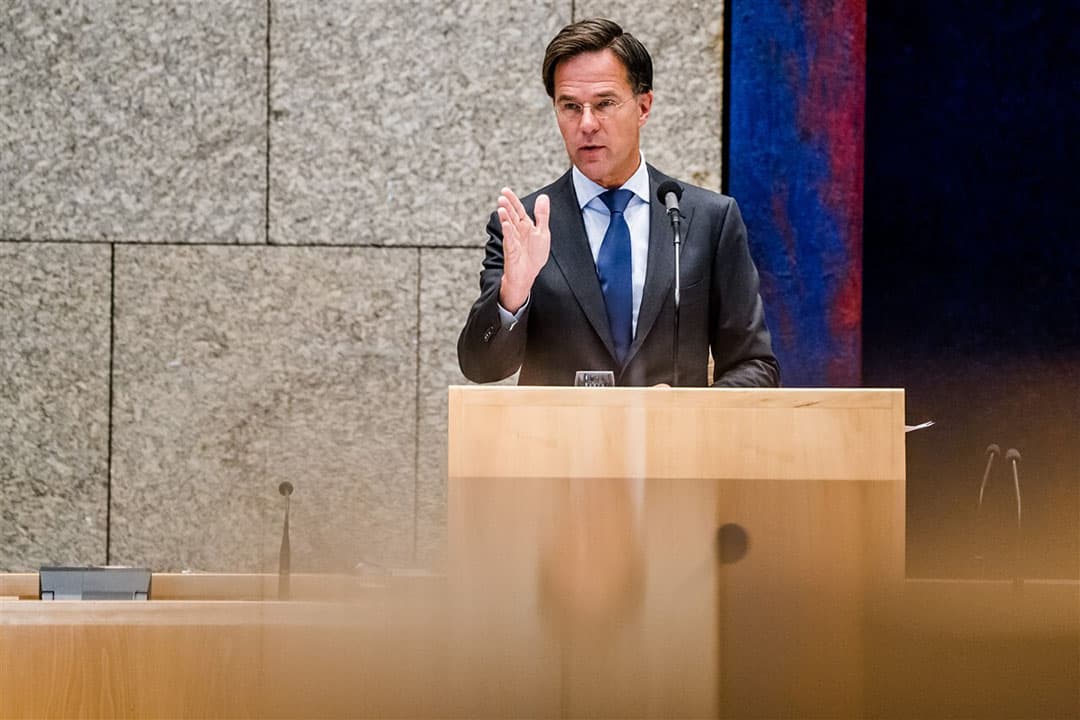 Premier Mark Rutte tijdens de tweede dag van de Algemene Politieke Beschouwingen, het debat na de troonrede op Prinsjesdag. Foto: ANP
