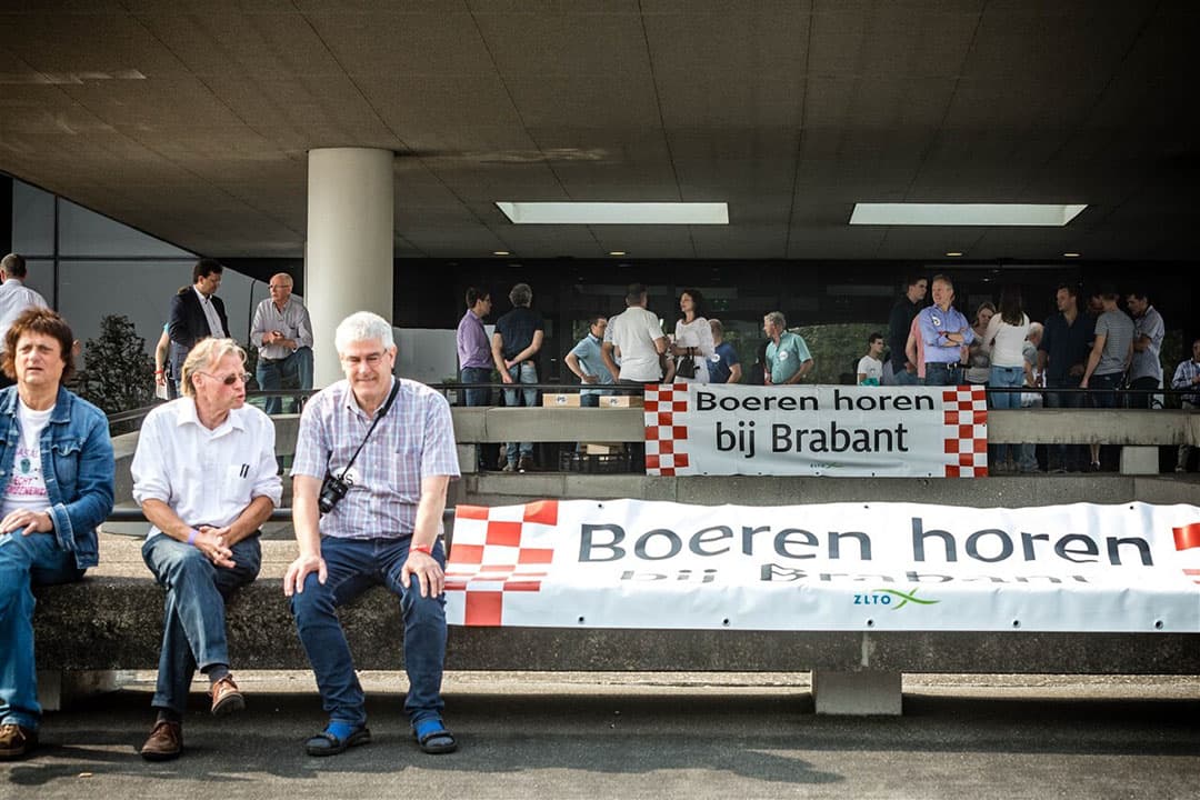 Archiefbeeld van boerenprotesten bij het Brabants provinciehuis naar aanleiding van plannen om de veehouderij in Brabant versneld te verduurzamen. - Foto: ANP