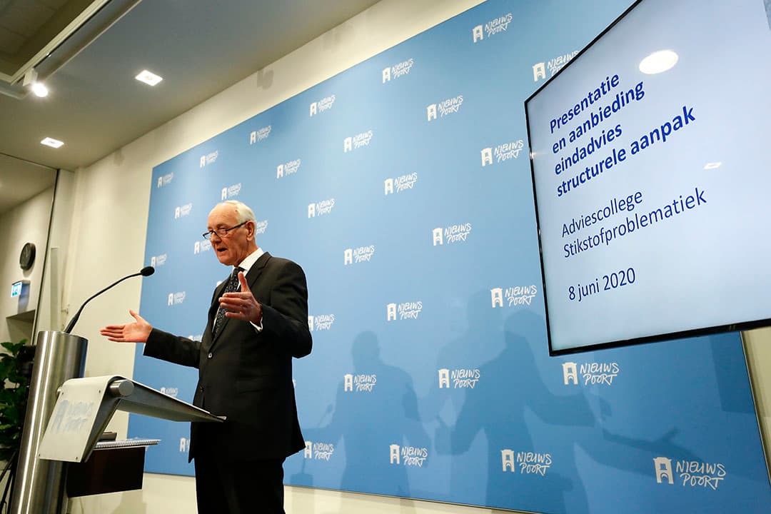 Johan Remkes tijdens de presentatie van het eindrapport van het Adviescollege Stikstofproblematiek. Foto: ANP