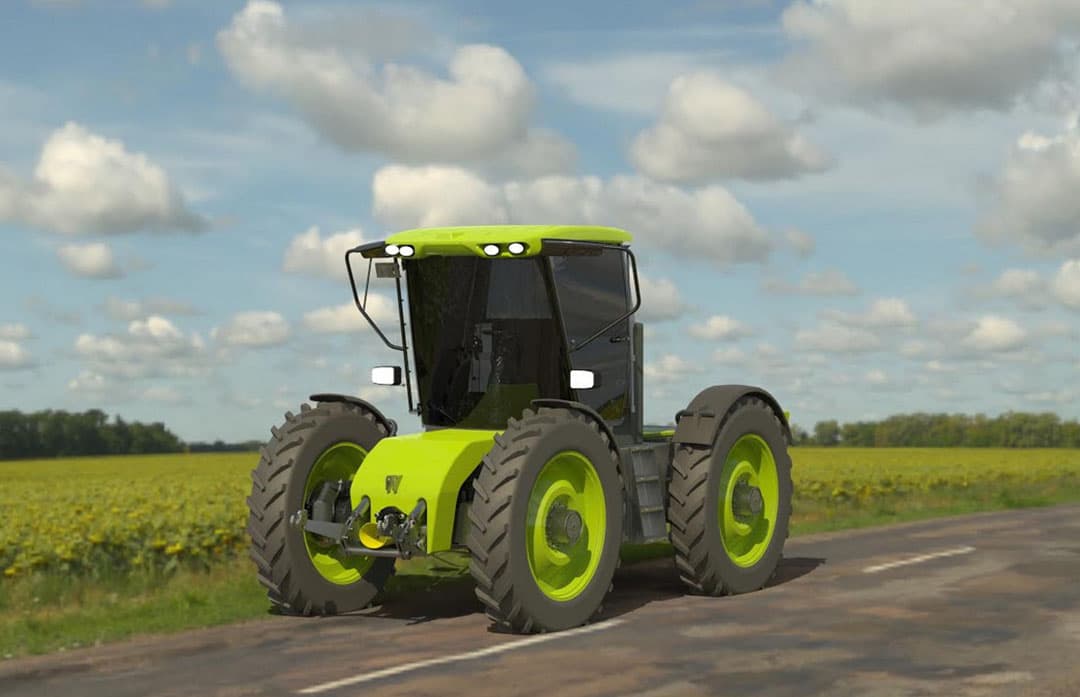 De H2Trac (type E120) die nu in aanbouw is, komt er zo uit te zien. Ten opzichte van de bekende MultiToolTrac is dit model compacter, heeft geen midden-hefinrichting meer, is daardoor lichter qua gewicht. H2Trac verwacht nog in 2020 het eerste model rijdend te hebben.